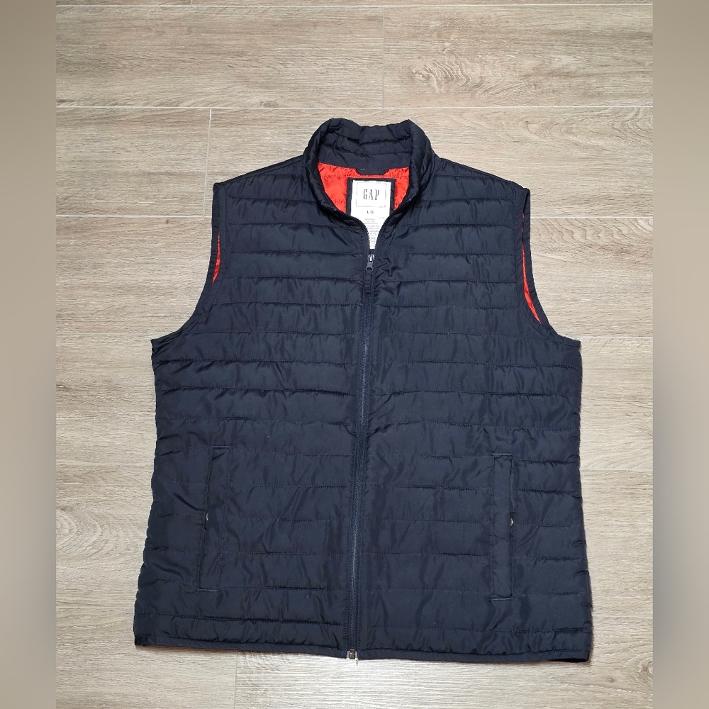 Gap Windproof Water Resistant Puffy Vest Mens Size Large Navy Blue